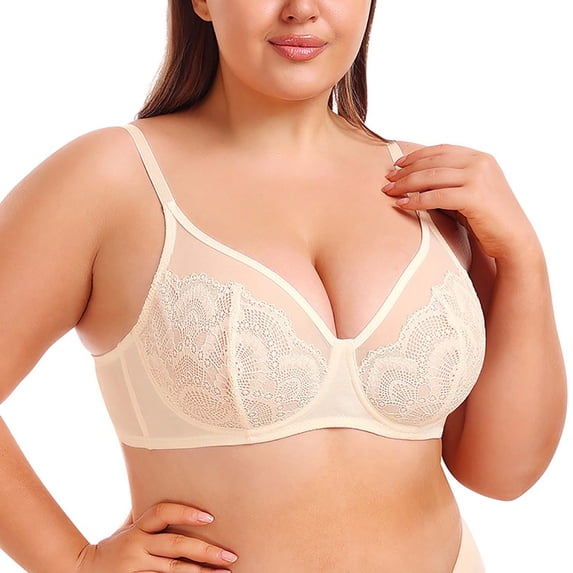 fatyb Womens Bras Lace Thin Push up Full Coverage Bralettes Mesh Comfortable Everyday Bras for Women