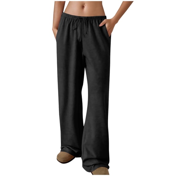 fatyb Womens Casual Pants Loose Lounge Pants with Pockets Straight Leg Drawstring Trousers for Women