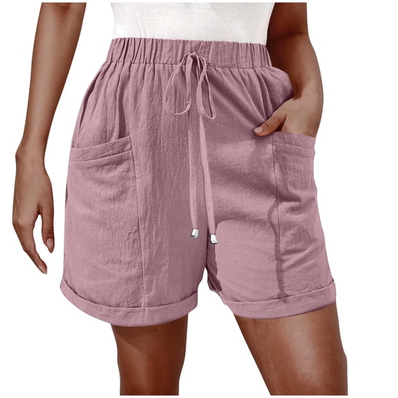fatyb Womens Casual Shorts Drawstring Elastic Waist Wide Leg Shorts Plain Summer Shorts with Pockets
