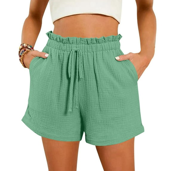 fatyb Womens Casual Shorts High Waisted Summer Shorts Loose Drawstring Lightweight Beach Shorts