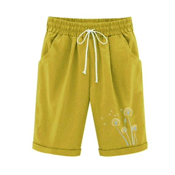 fatyb Womens Casual Shorts Knee Length Rull up Printed Shorts Straight Summer Short Pants with Pockets