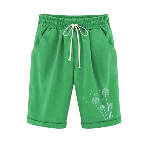 fatyb Womens Casual Shorts Knee Length Rull up Printed Shorts Straight Summer Short Pants with Pockets