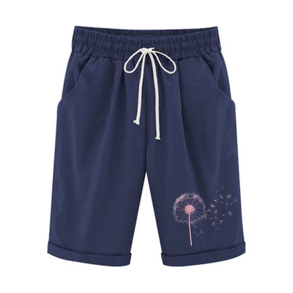 fatyb Womens Casual Shorts Knee Length Rull up Printed Shorts Straight Summer Short Pants with Pockets