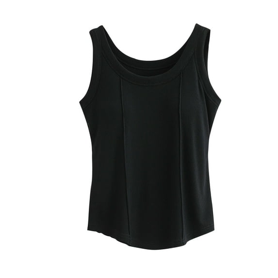 fatyb Womens Cotton Tank Tops with Built in Bra Sleeveless Crop Tops Casual Comfy Padded Undershirts