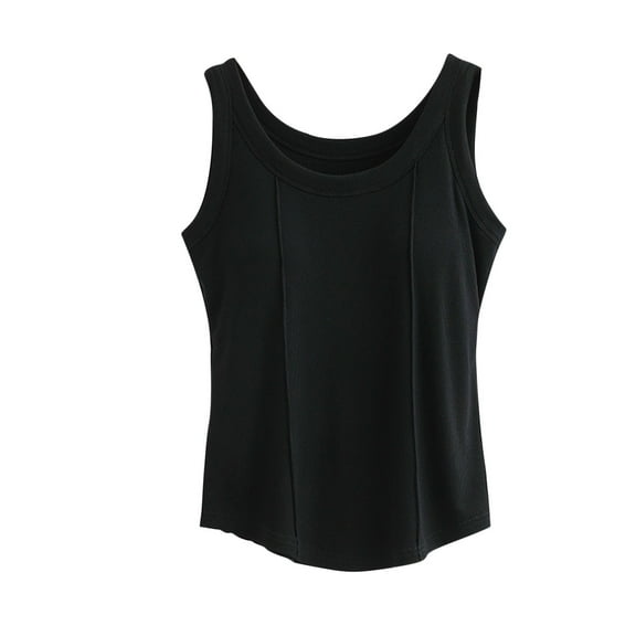fatyb Womens Cotton Tank Tops with Built in Bra Sleeveless Crop Tops Casual Comfy Padded Undershirts