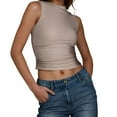 thumbnail image 1 of fatyb Womens Crop Tank Tops High Neck Slim Casual Going out Tops Sleeveless Summer Basic Tees Shirts, 1 of 5