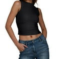 thumbnail image 1 of fatyb Womens Crop Tank Tops High Neck Slim Casual Going out Tops Sleeveless Summer Basic Tees Shirts, 1 of 5
