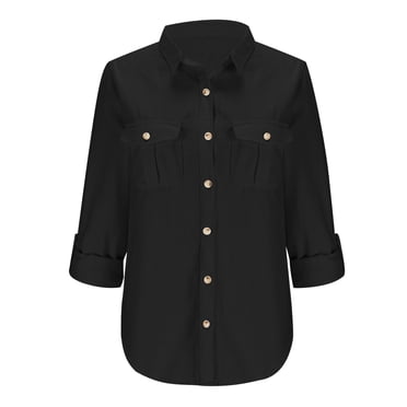 Getadme Women Fashion With Pockets Bomber Jacket Coats Vintage Long Sleeve Front Button Casual Female Outerwear Chic Tops