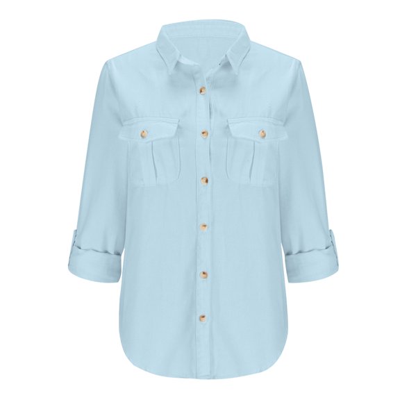 fatyb Womens Denim Jackets Trendy Long Sleeve Button down Jean Jacket Solid Color Casual Outerwear