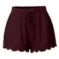 thumbnail image 1 of fatyb Womens Elastic Waist Drawstring Beach Shorts Lace Trim Ruffle Lightweight Lounge Shorts for Women, 1 of 5
