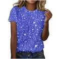 thumbnail image 1 of fatyb Womens Fashion T-Shirts Sparkly Print Short Sleeve Graphic Tees Tops Casual Round Neck Tshirts, 1 of 4