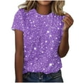 thumbnail image 1 of fatyb Womens Fashion T-Shirts Sparkly Print Short Sleeve Graphic Tees Tops Casual Round Neck Tshirts, 1 of 4