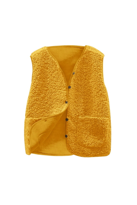 Womens Fleece Vest Sleeveless V Neck Sherpa Jacket Casual Button down Outwear with Pockets S-5xl