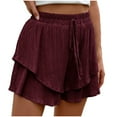 thumbnail image 1 of fatyb Womens Flowy Shorts Wide Leg Ruffle Tiered Casual Shorts Elastic High Waist Summer Shorts Beachwear, 1 of 7