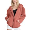 thumbnail image 1 of fatyb Womens Full Zip up Hoodies Casual Long Sleeve Sweatshirts with Pockets Fall Winter Hooded Jacket, 1 of 6