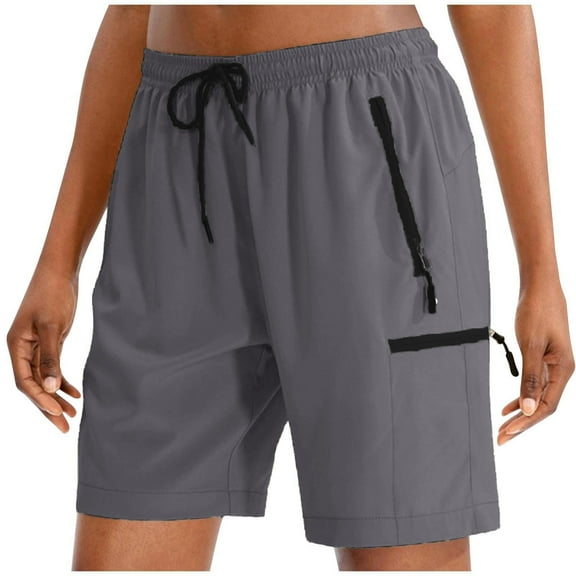 fatyb Womens Hiking Cargo Shorts with Zipper Pockets Casual Lightweight Athletic Outdoor Shorts for Women