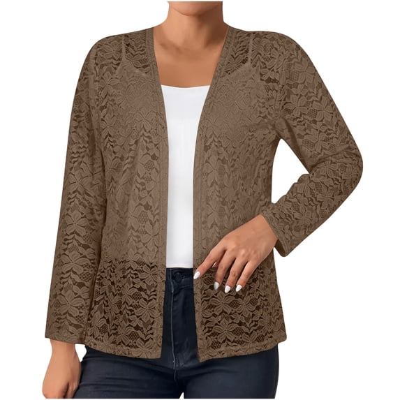 fatyb Womens Lace Cardigan Summer Open Front Casual Tops Lightweight Fashion Beach Cover up for Dresses
