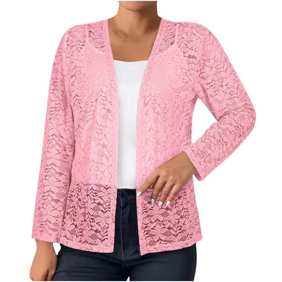 fatyb Womens Lace Cardigan Summer Open Front Casual Tops Lightweight Fashion Beach Cover up for Dresses