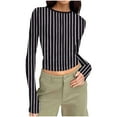 thumbnail image 1 of fatyb Womens Long Sleeve Crop Tops Crew Neck Slim Tshirts Stretch Casual Basic Tee Cute Going out Tops, 1 of 7