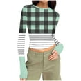 thumbnail image 1 of fatyb Womens Long Sleeve Crop Tops Crew Neck Slim Tshirts Stretch Casual Basic Tee Cute Going out Tops, 1 of 5