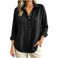 thumbnail image 1 of fatyb Womens Long Sleeve Tops Half Button up Pullover Collared Casual Plain Lightweight Tee Blouses, 1 of 5