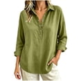 thumbnail image 1 of fatyb Womens Long Sleeve Tops Half Button up Pullover Collared Casual Plain Lightweight Tee Blouses, 1 of 5