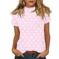 thumbnail image 1 of fatyb Womens Mock Neck Short Sleeve Tops Slim Basic Tee for Women Casual Going out Summer Tunic Shirts, 1 of 6