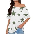 thumbnail image 1 of fatyb Womens One Shoulder Tops Short Sleeve Loose T Shirts Print Summer Casual Blouses for Women, 1 of 6