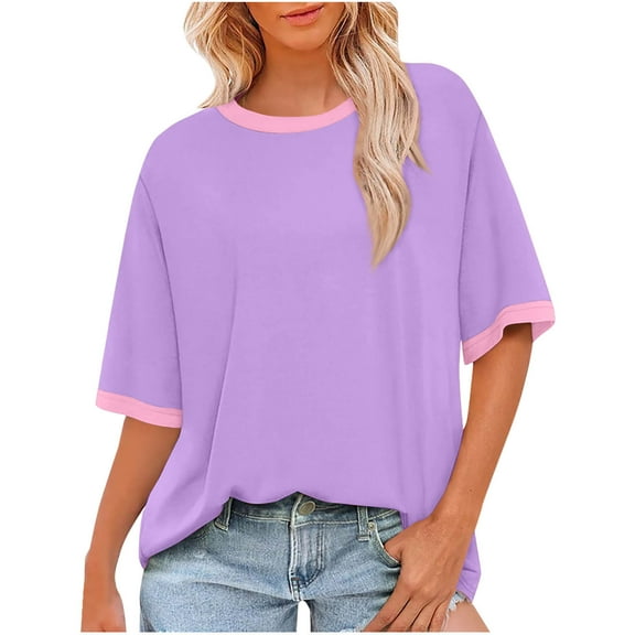 fatyb Womens Oversized T Shirts Short Sleeve Crewneck Tee Tops Summer Loose Casual Blouses for Women