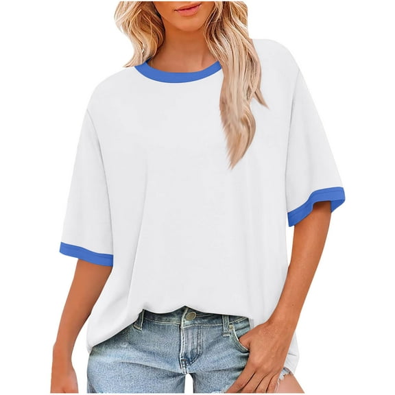 fatyb Womens Oversized T Shirts Short Sleeve Crewneck Tee Tops Summer Loose Casual Blouses for Women