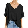 thumbnail image 1 of fatyb Womens Oversized Tops Square Neck and V Neck T-Shirts Short Sleeve Tee Casual Loose Blouse Shirts, 1 of 7