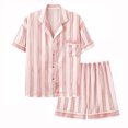 thumbnail image 1 of fatyb Womens Pajama Sets Button down Short Sleeve Shirts 2 Piece Matching Lounge Outfits with Shorts, 1 of 3