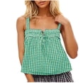 thumbnail image 1 of fatyb Womens Plaid Tank Tops Square Neck Tie Front Shirts for Women Crop Sleeveless Summer Going out Tops, 1 of 6