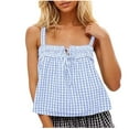 thumbnail image 1 of fatyb Womens Plaid Tank Tops Square Neck Tie Front Shirts for Women Crop Sleeveless Summer Going out Tops, 1 of 5