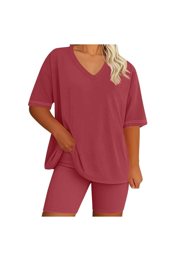 Womens Plus Size 2 Piece Outfit Activewear Oversized Short Sleeve Top and Shorts Set Sweatsuits
