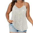 thumbnail image 1 of fatyb Womens Plus Size Sequin Tank Tops V Neck Sparkly Sleeveless T-Shirts Loose Glitter Club Party Tops, 1 of 7