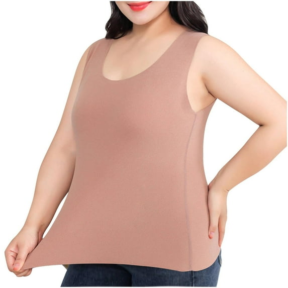 fatyb Womens Plus Size Tank Tops Stretch Sleeveless Casual Tops Thin Comfy Plain Undershirts for Women