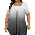 thumbnail image 1 of fatyb Womens Plus Size Tops Pleated Square Neck Loose T Shirts Gradient Print Tunic Summer Casual Blouses, 1 of 4