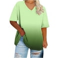 thumbnail image 1 of fatyb Womens Plus Size Tops V Neck Oversized T-Shirts Short Sleeve Gradient Color Summer Tee Blouses, 1 of 4
