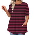 thumbnail image 1 of fatyb Womens Plus Size Tops with Pockets Summer Short Sleeve Tunic Shirts Casual Crewneck Loose Blouses, 1 of 5