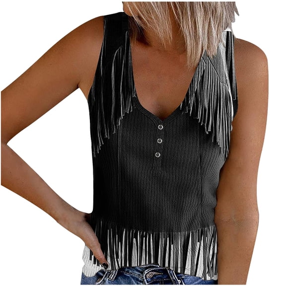 fatyb Womens Print Tank Tops Ribbed Sleeveless Casual Tops Button up V Neck Slim Knit Tees for Women