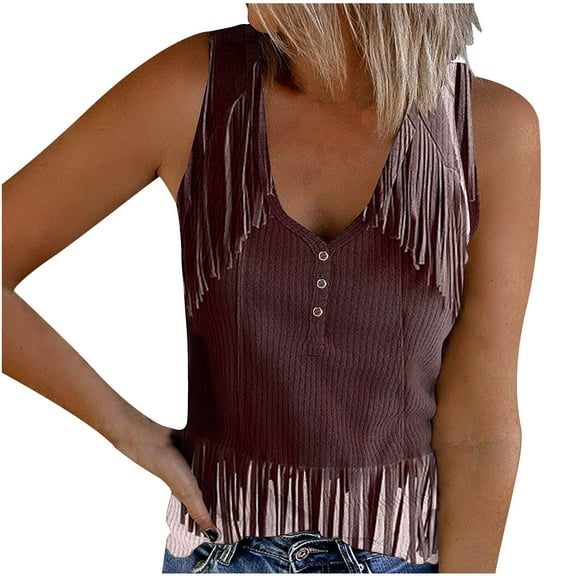 fatyb Womens Print Tank Tops Ribbed Sleeveless Casual Tops Button up V Neck Slim Knit Tees for Women