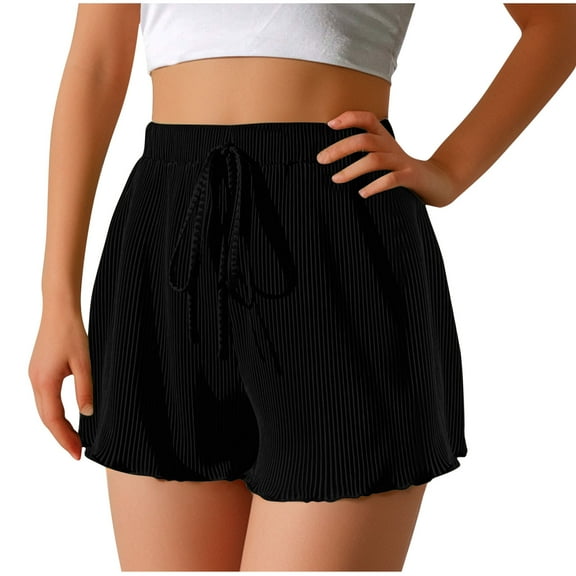 fatyb Womens Ribbed Shorts Lounge Elastic High Waist Comfy Shorts Casual Stretch Loose Summer Shorts