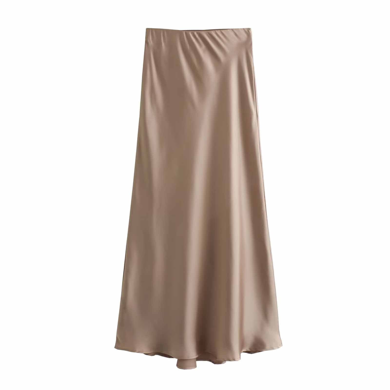 High-Waist Satin Maxi Skirt for Women – Elegant, Flowing, and Comfortable for Spring and Summer