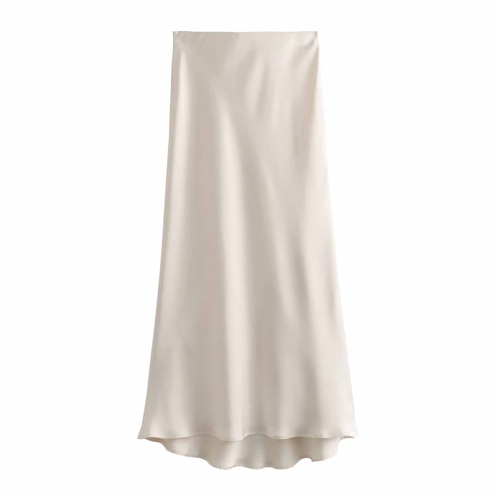 Women's Floor Length Elegant Flowy Satin Skirt
