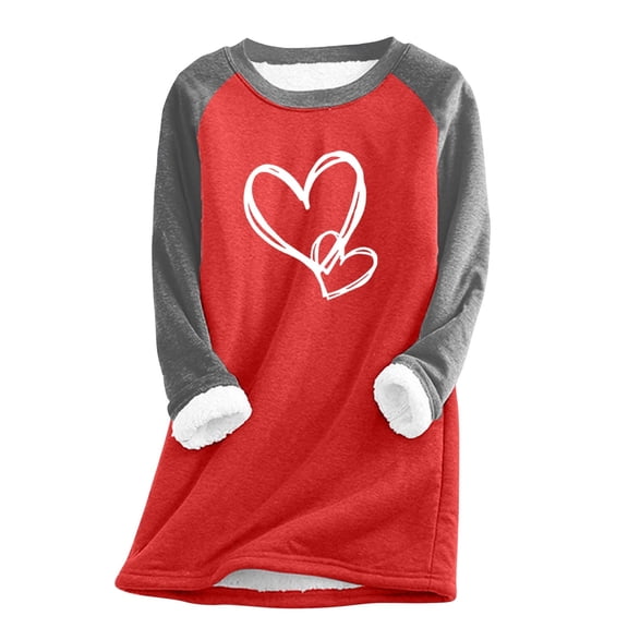 fatyb Womens Sherpa Lined Pullover Fleece Crewneck Sweatshirts Long Sleeve Loungewear Thermal Tunic Tops