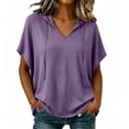 thumbnail image 1 of fatyb Womens Short Sleeve Hoodies V Neck Drawstring Pullover Tops Lightweight Summer Shirts with Hood, 1 of 7
