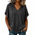 thumbnail image 1 of fatyb Womens Short Sleeve Hoodies V Neck Drawstring Pullover Tops Lightweight Summer Shirts with Hood, 1 of 7