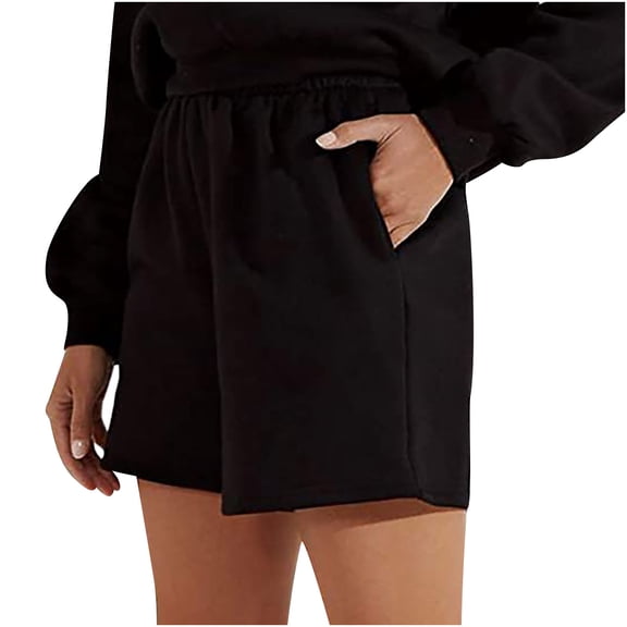 fatyb Womens Shorts Wide Leg Elastic High Waist Casual Shorts Loose Summer Lounge Shorts with Pockets