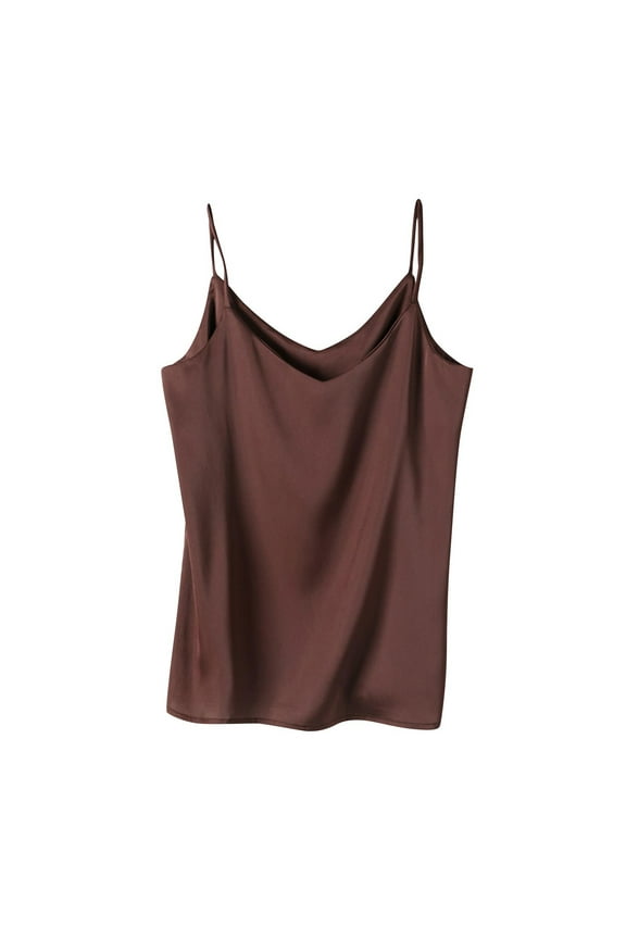 Womens Silk Cami Tops V Neck Spaghetti Strap Tank Tops Summer Elegant Going out Tshirts for Women